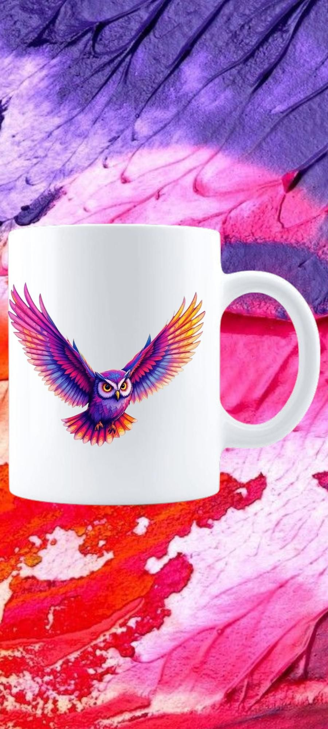 Keramik Kaffeebecher Eule Bunt 