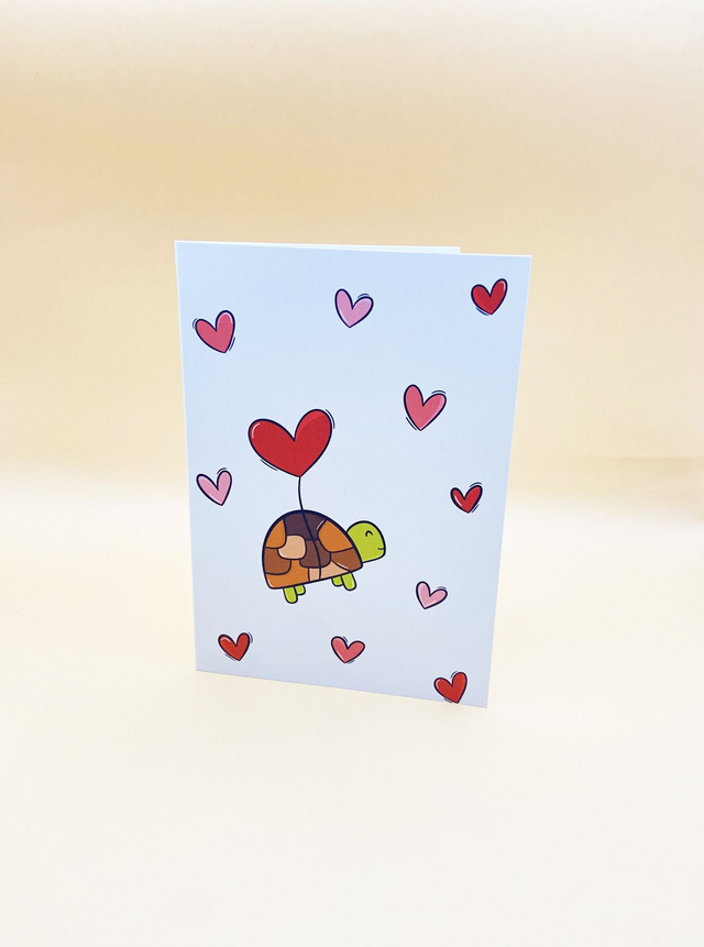 Love heart greeting card - Love heart turtle - Valentines day card 