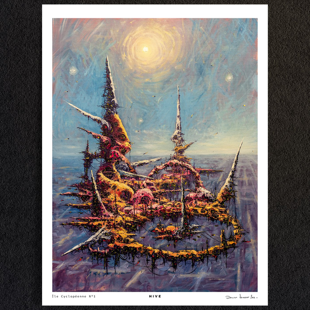 #0101-Île Cyclopéenne N°1 - HIVE - PRINT - peintures à l&#039;huile