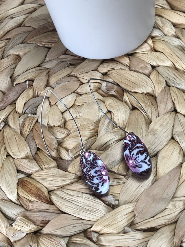 Boucles d'oreilles Clotilde - dessin floral fait main
