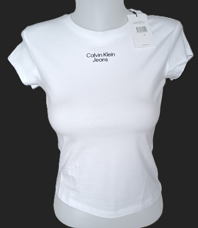 T-shirt Calvin Klein stacked logo tight