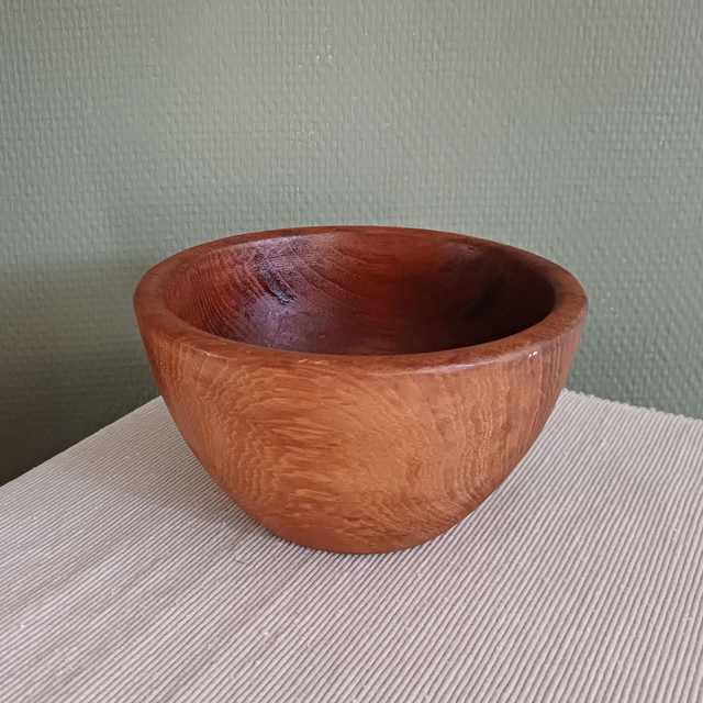 Scandanavian Style | Teakhouten kom Ronde schaal Handgemaakt Strakke minimalistische vormgeving (diameter 15,0 cm | hoogte 8,5 cm) | Vintage