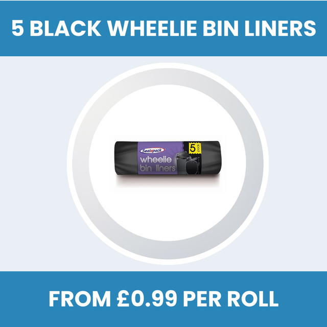 Roll of 5 Sealapack Black Wheelie Bin Sacks