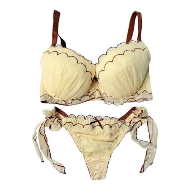 Pompompurin inspired yellow Japanese Bra + Underwear Set UK 32DD