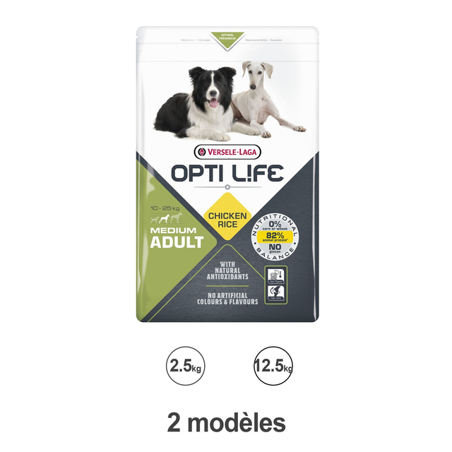 Croquettes Opti Life chien medium sans gluten : Poulet