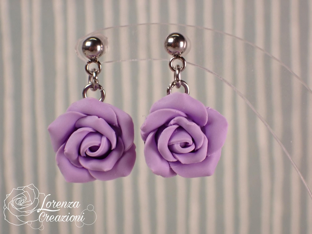 Orecchini pendenti rose viola lilla