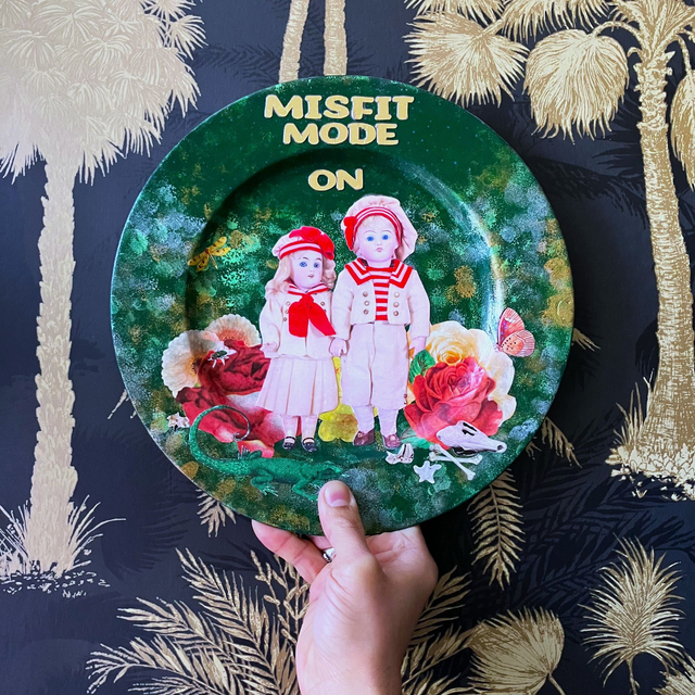 "Misfit Mode On" Deep Green Upcycled Wall Plate - House of Frisson