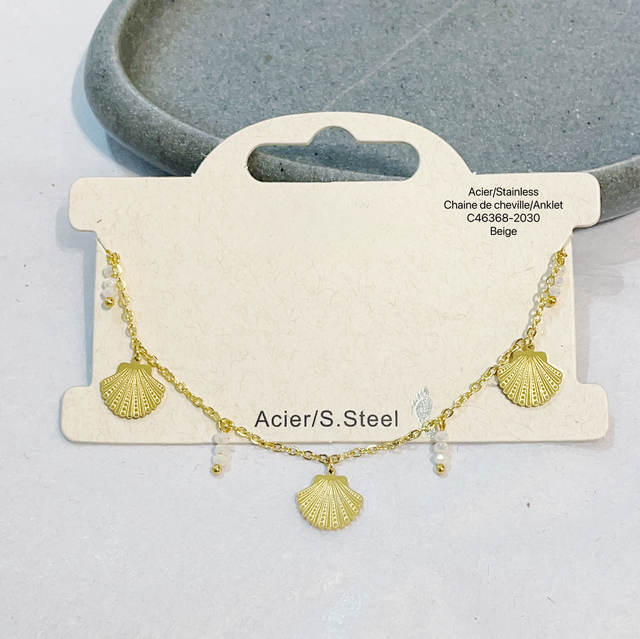Chaîne de cheville coquillage 