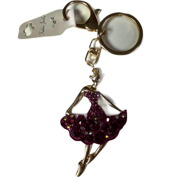 Pink rhinestone dancer Keyring 