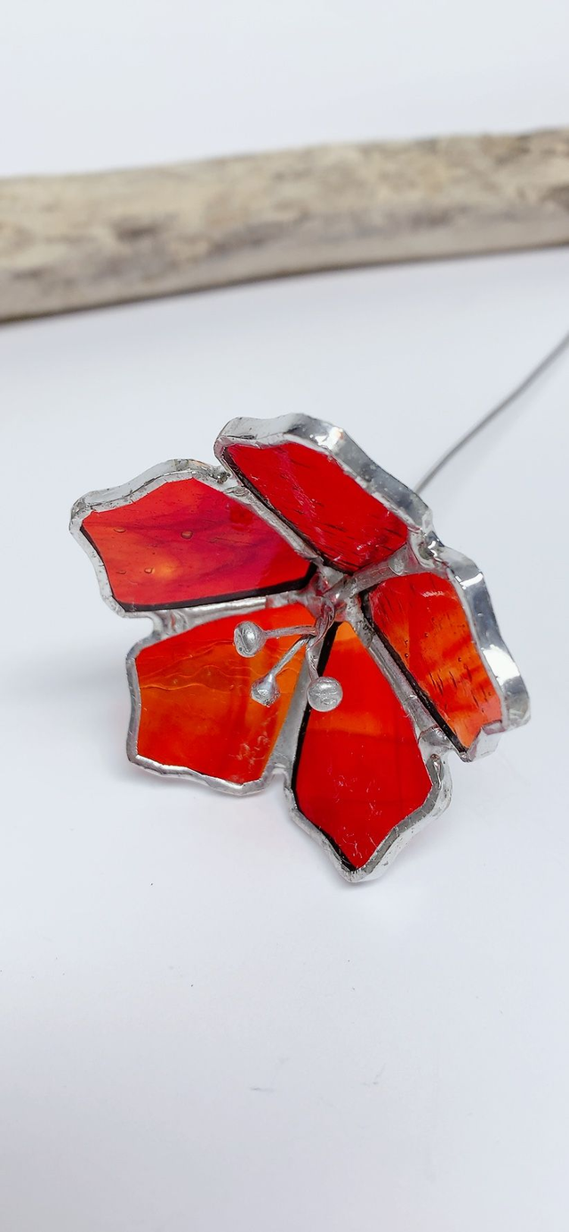 Fleurs Vitrail Rouge orangé