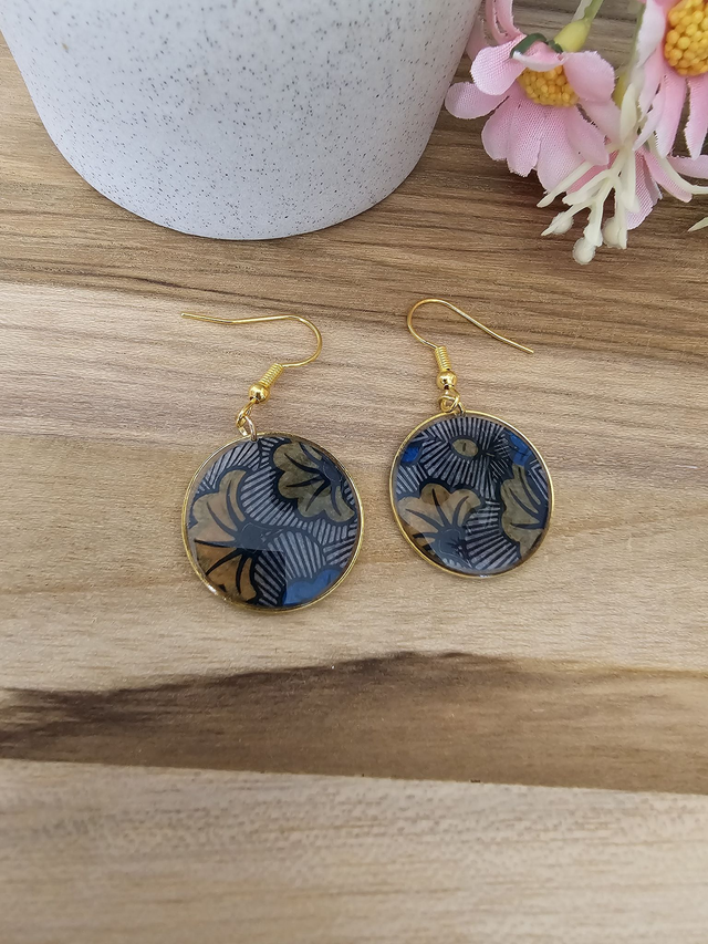 🗿cercle  anneaux  - &quot;Éclat Wax&quot; – Pendentifs en Résine avec motif Africain🗿