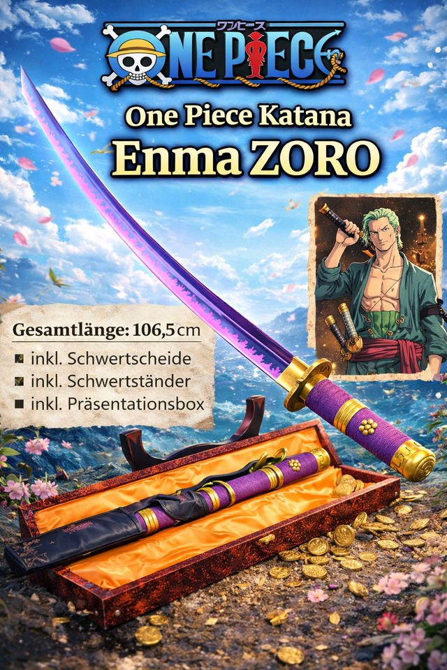 NEU One Piece Katana Schwert Enma ZORO 106,5cm für Cosplay Manga Anime Sammler Fans 