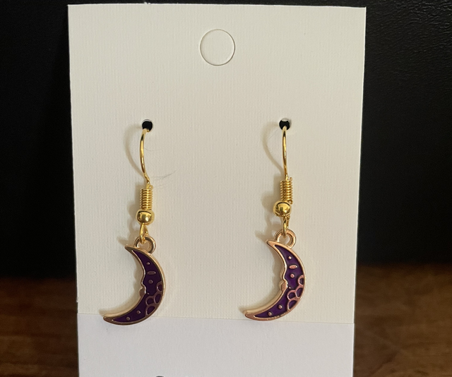 Blue moon earrings on gold plated ear hooks 