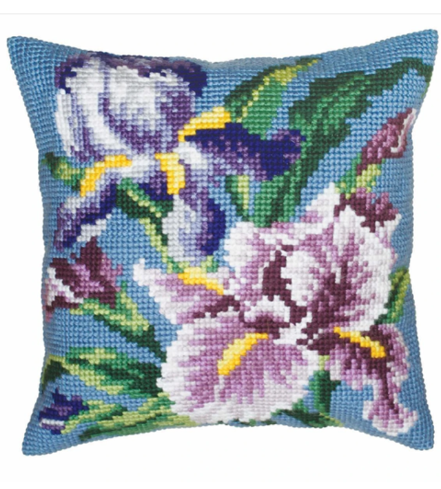 Stickkissen Iris lila