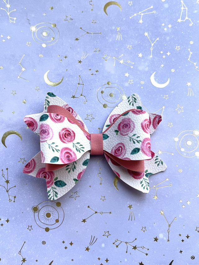 Pink rose hair bow
