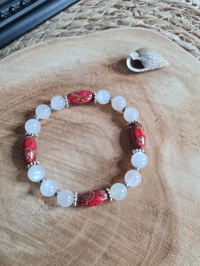 Bracelet Bois et Pierre de Lune 