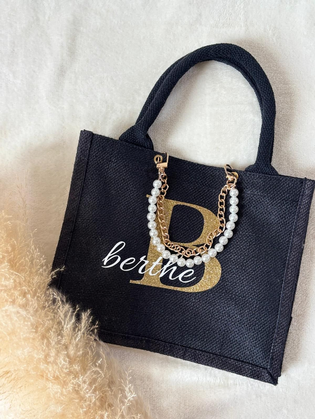 Sac en toile de jute noir à partir de