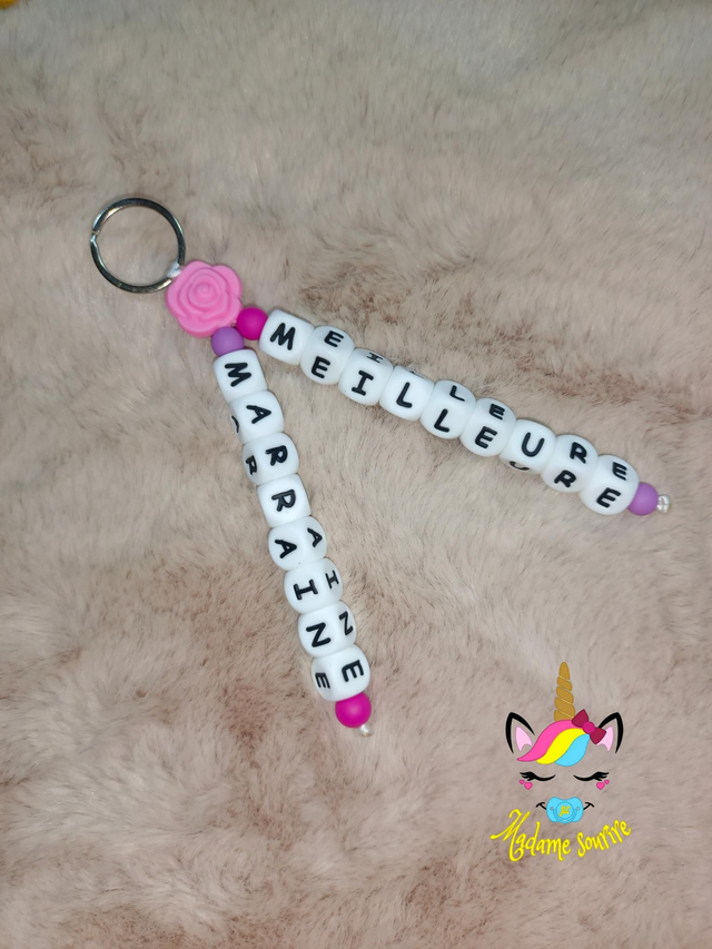 Porte clés 2 branches liées Rose 