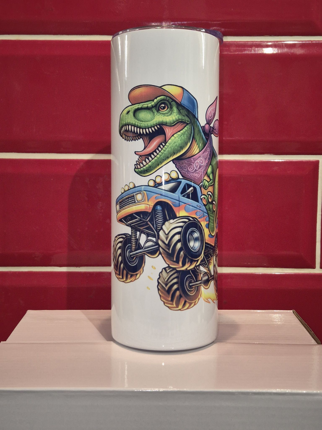 T-Rex on Hot Wheels (left)