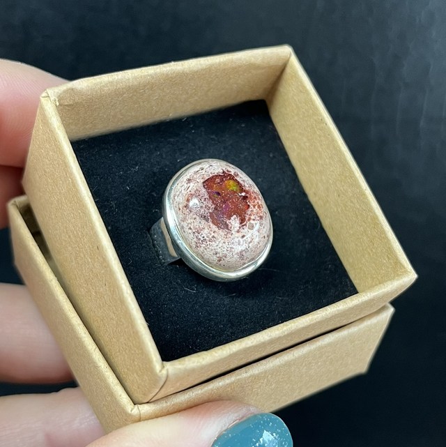 Bague en argent et Opale Mexicaine - Taille 58