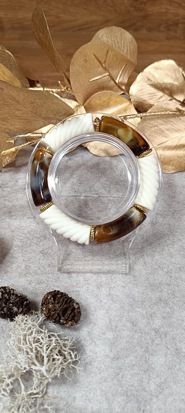 Bracelet perles café au lait 