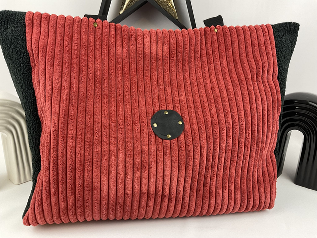 Sac Audacieuse – Velours côtelé terracotta &amp; bouclé noir