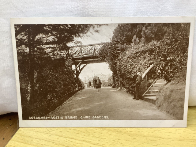 Boscombe, Rustic Bridge, Chine Gardens, Dorset, unbranded vintage postcard. Our ref No. R671 £2.50