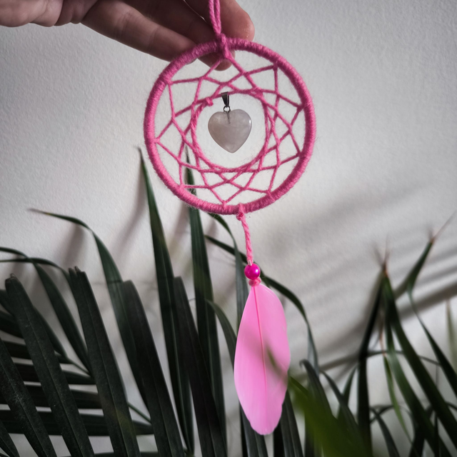 Attrape-rêves coeur - Quartz rose