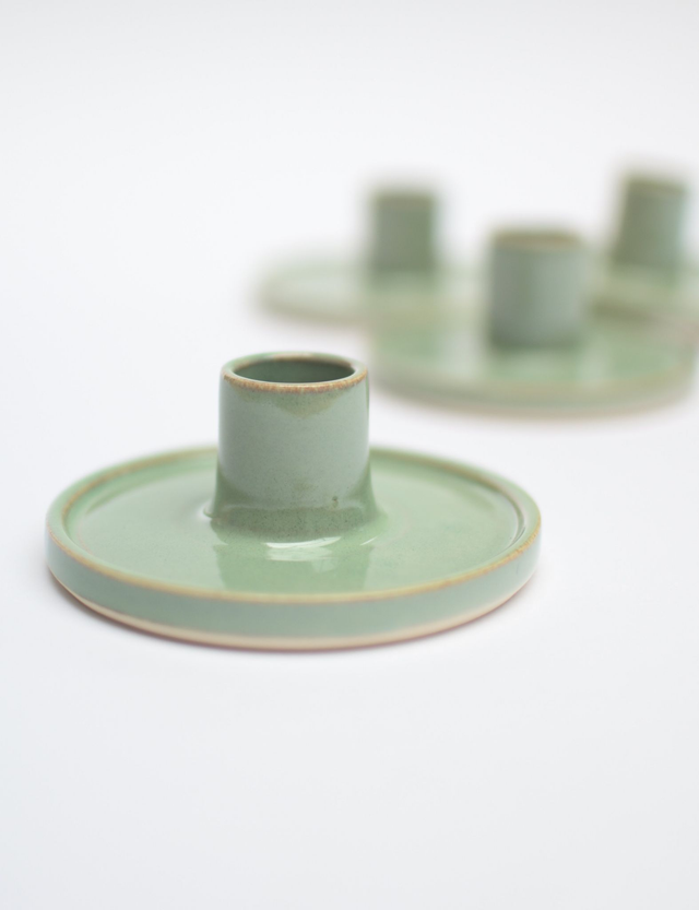 Candle Holder in Soft Green