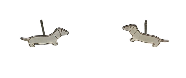 Dachshund Dog Sterling Silver Earrings Studs 