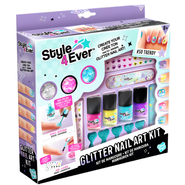 Style4Ever Set de Uñas Kit Glitter Nail Art