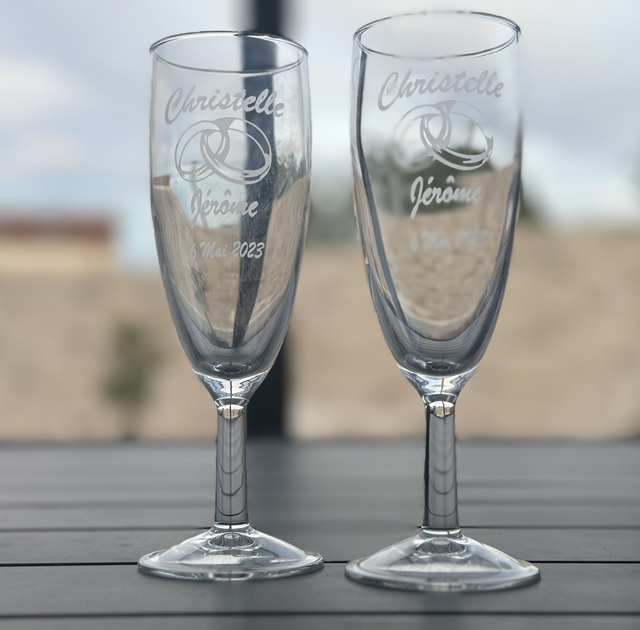 Flûte à champagne gravée