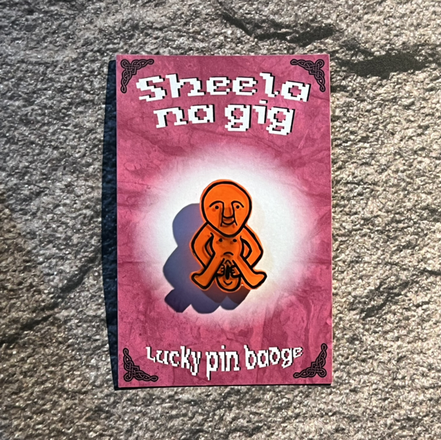 Sheela na Gig Pin Badge - Orange (A)