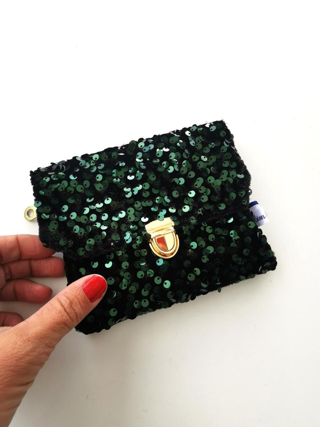 Portefeuille JIMMY sequin vert /or