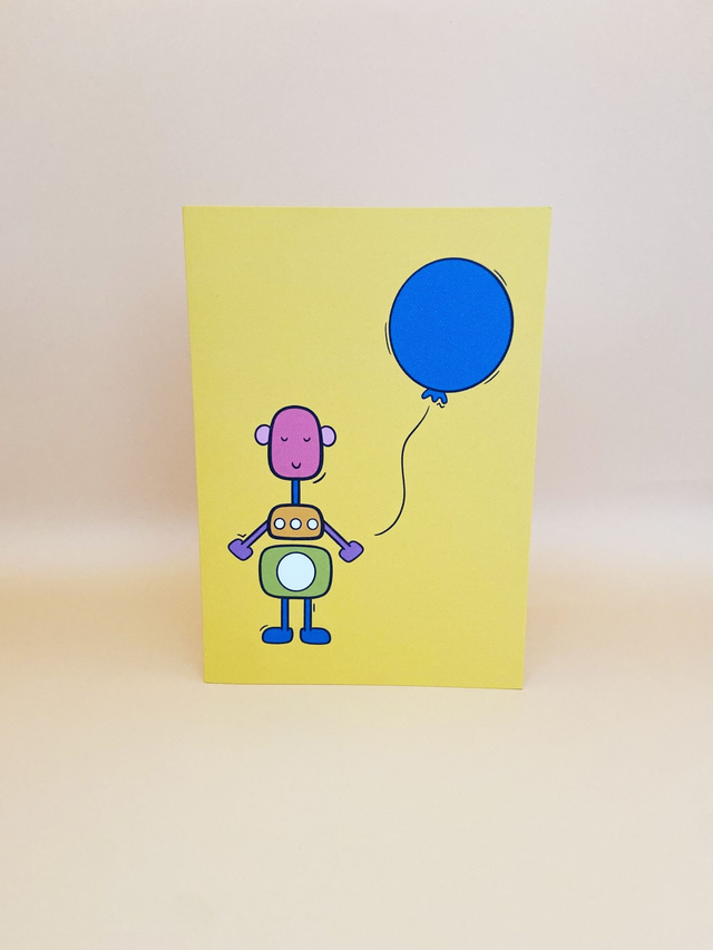 Yellow robot greeting card 