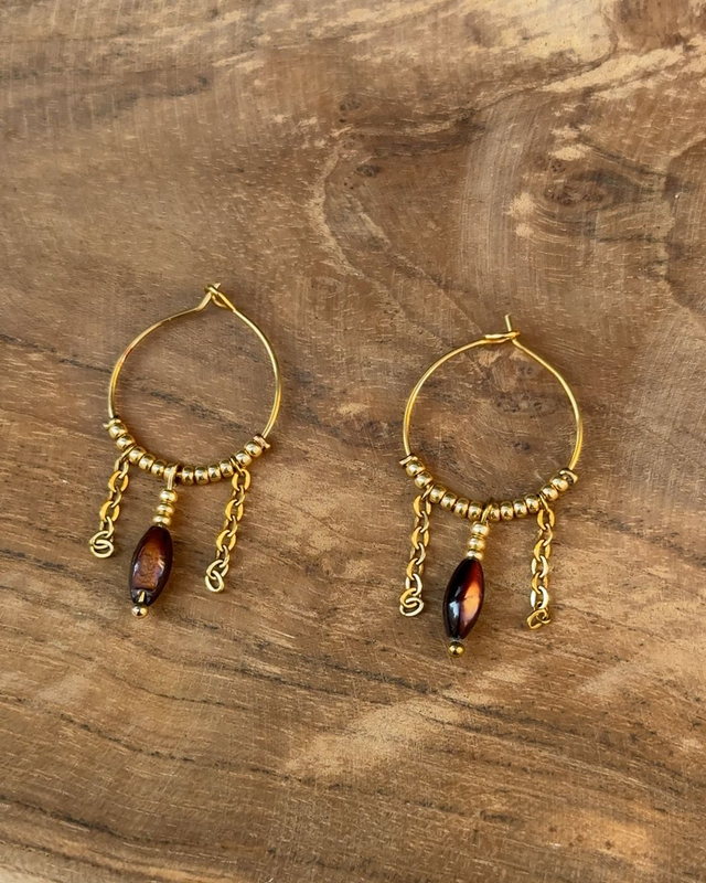 Boucles d'oreilles Bohemia Marron