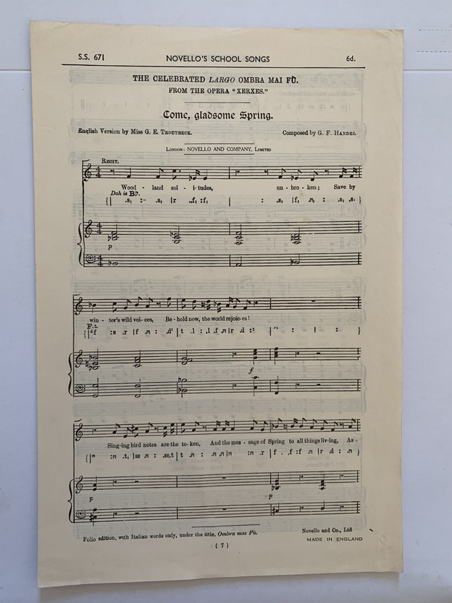 Come Gladsome Spring Choral Sheet Music