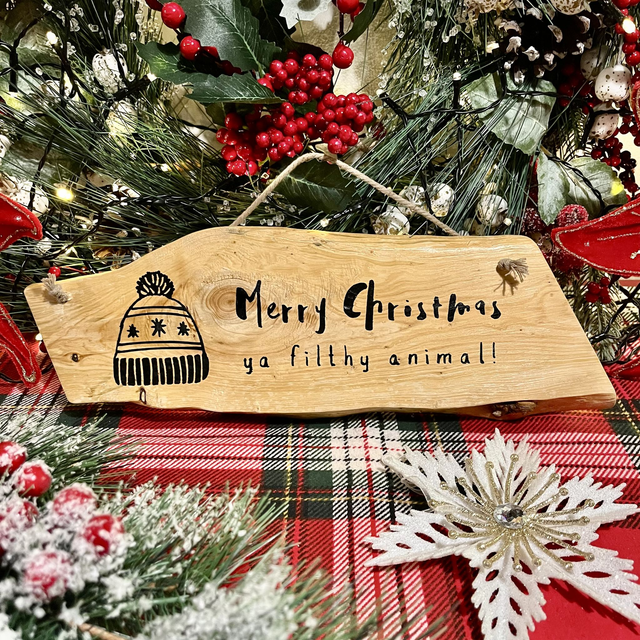 Handcrafted Cypress Wood Christmas Wall Hanging