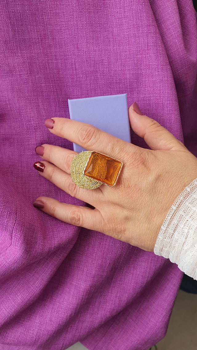 Bague Tourbillons orange pâle