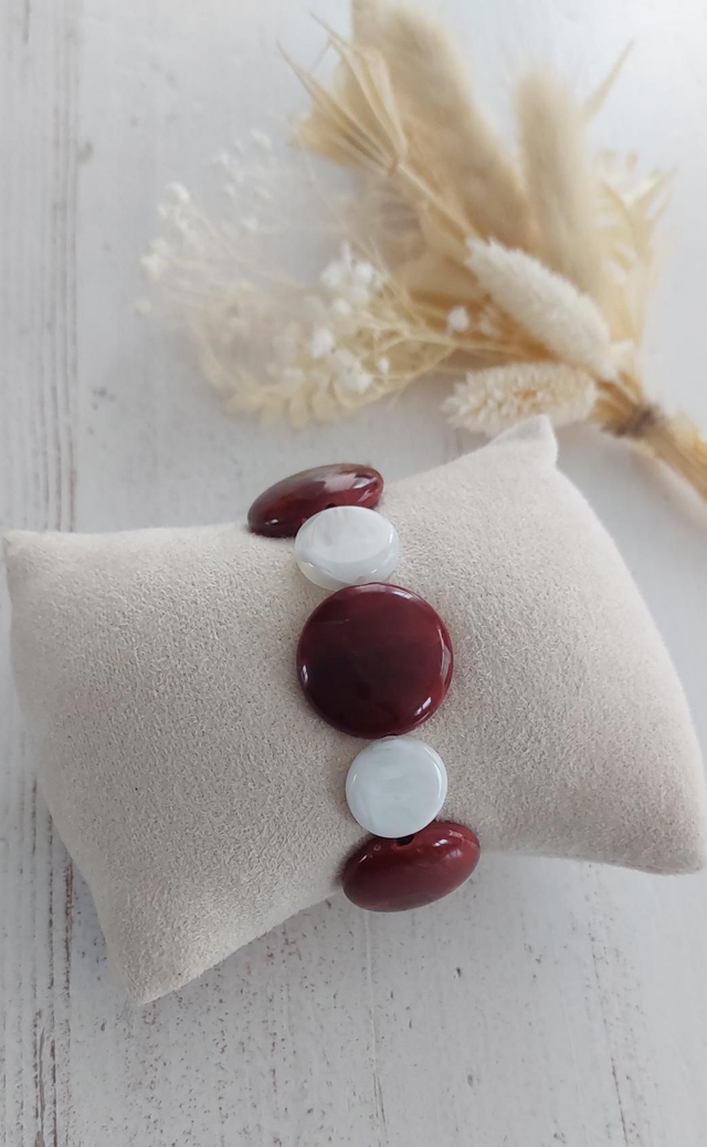 Bracelet Marcelin Rouge marbré Blanc