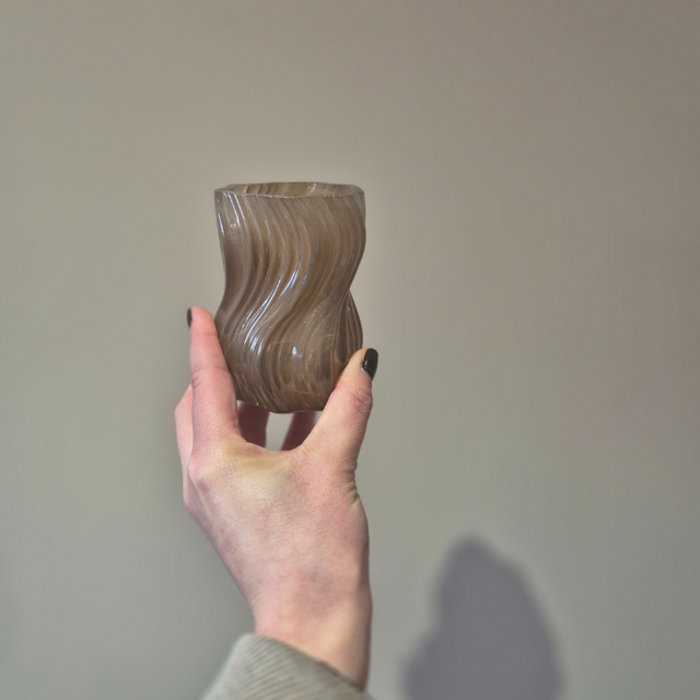 Waxinelicht houder bruin gedraaid