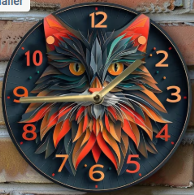 Vintage metalen klok rode Kat (20cm diameter)