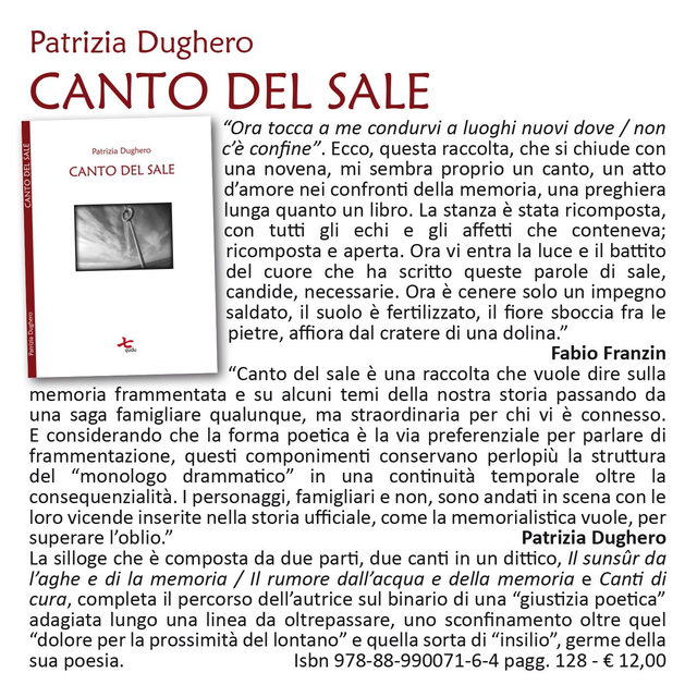 Patrizia Dughero, "Canto del sale", qudulibri 2016