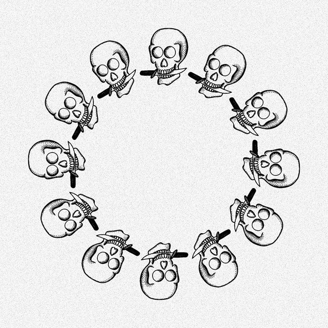 Sérigraphies : Squelette cercle couteaux