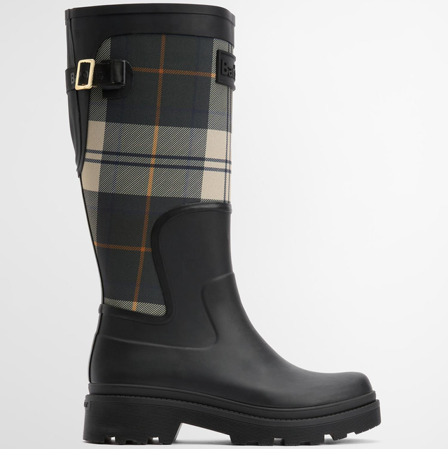 Barbour Dena Wellington Boots Black Tartan