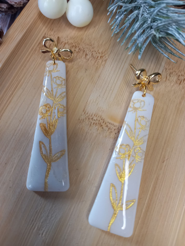 Fleur de neige boucles d'oreilles motif fleur