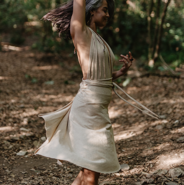 Vestido multifuncion beige oro 