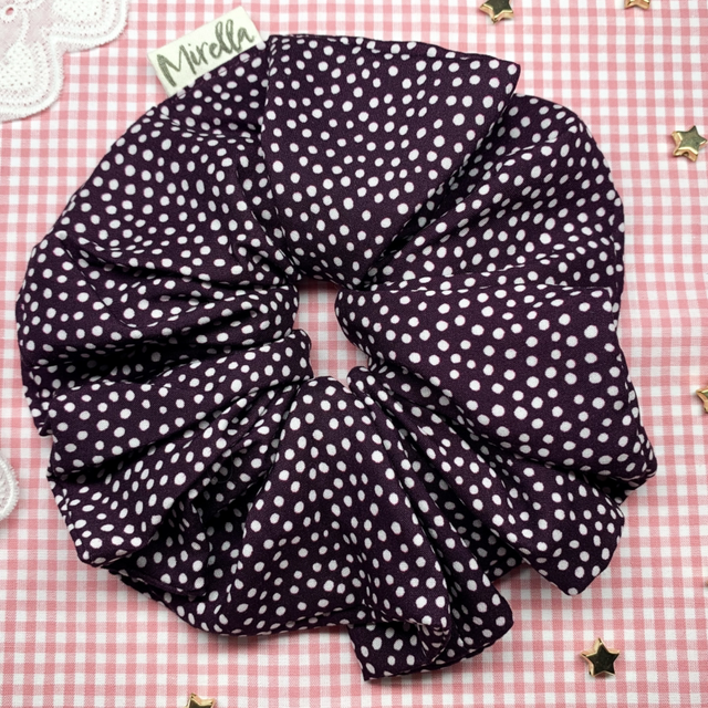 Plum Spotty Jumbo Scrunchie 