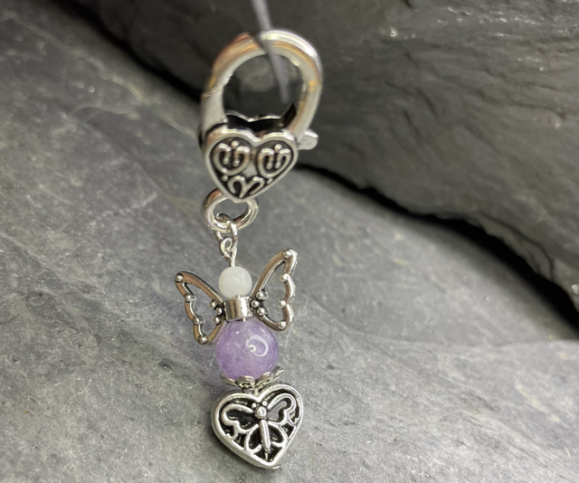 clip-on charm double heart angel mixed colours 