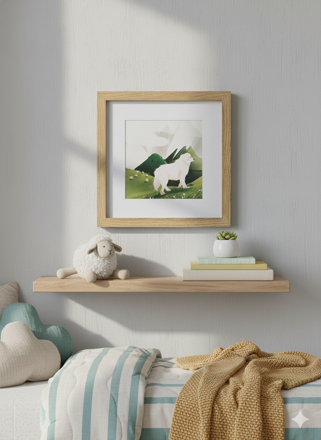 Cadre chien patou 20x20 cm